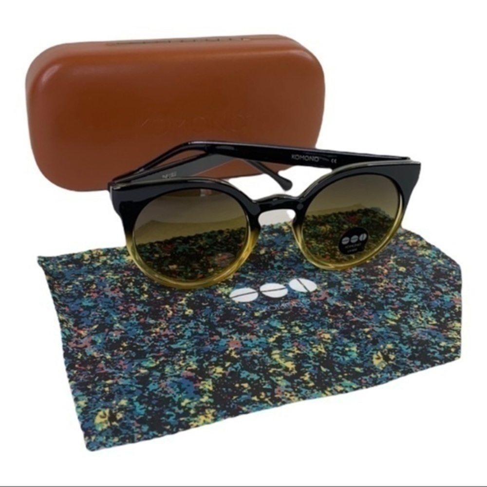 Komono Sunglasses 🕶 Lulu Black Yellow NEW Cat Eye - Picture 15 of 16